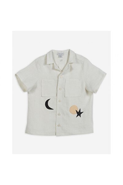 PETIT-ATELlER قميص صيفي قصير الأكمام للأولاد من بيتيت أتيليه، بلون كريمي، بيا...