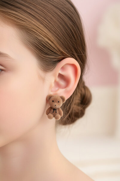 Gökyüzü ışığı Cute Brown Plush Teddy Bear Earrings