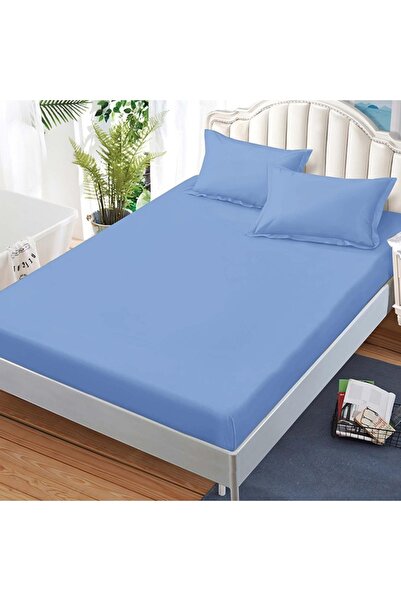 Talis Cearsaf de pat cu elastic si 2 fete de perna Junne Bleu 180x200 cm (Finet)