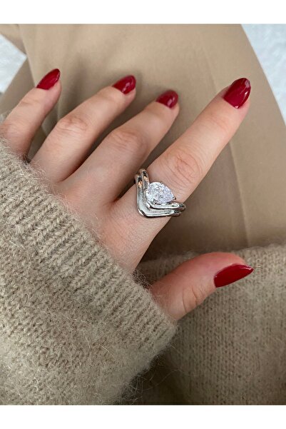 Pinery Jewels Limited Edition - Women's Ring with Large Drop Stone and Bottom...