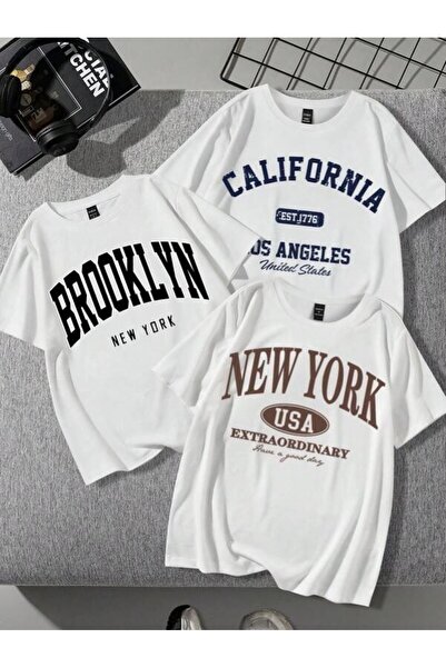 SVART WEAR Set of 3 Printed Oversize Crew Neck Summer T-Shirts