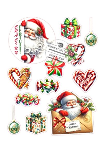 Decoratiuni Dulci Edible image Santa Claus, gifts and candy - Cut out