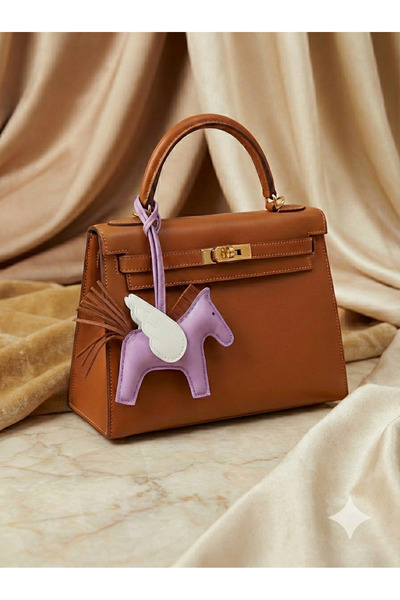 MİK Store إكسسوار حقيبة على شكل كلب من الجلد البني وسلسلة مفاتيح