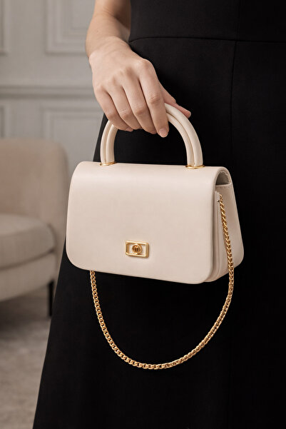 LikeMoon Şık Tasarım Ten Kadın El Çantası Zincir Detaylı Davet Günlük Özel Ka...