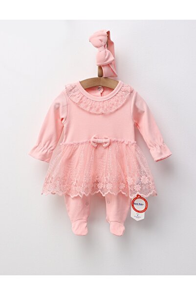 MiniKids Ολόσωμη φόρμα Crina με κορδέλα και Τούλι, ροζ μοντέλο 80 (9-12 μηνών)