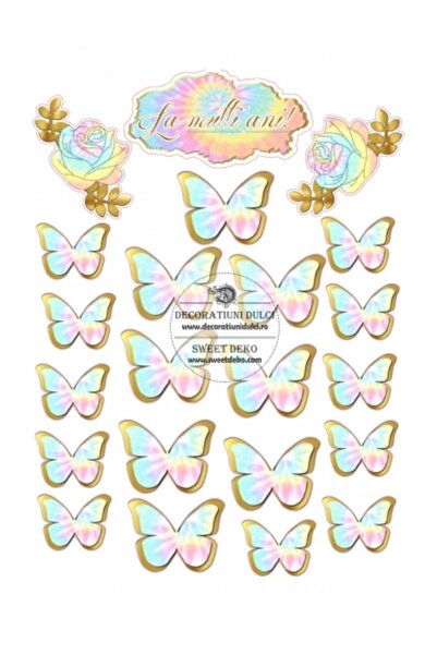 Decoratiuni Dulci Imagine comestibila eticheta si fluturi curcubeu - Decupat