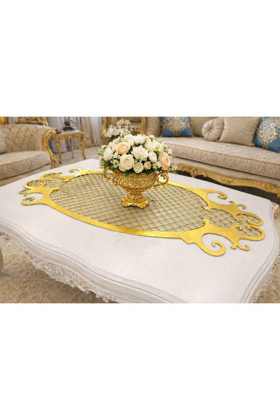 Diva Home Luxury Mirrored Gol Leather 35 X 100 Runner