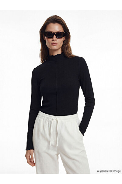 LC Waikiki Nevavm Ruffled Stand Collar Women's Bodysuit with a Difference