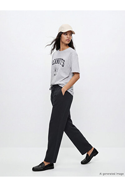 LC Waikiki Xside Navy Blue Elastic Waist Loose Fit Women's Trousers