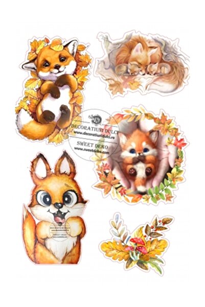 Decoratiuni Dulci Imagine comestibila vulpite toamna - Decupat