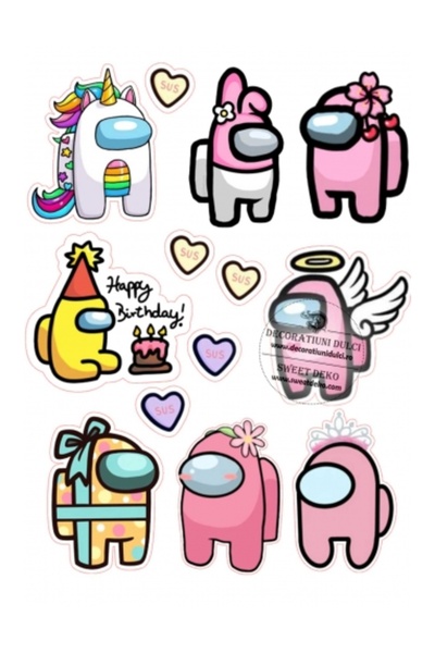 Decoratiuni Dulci Edible image of Among Us Girls characters - Cut out