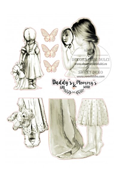 Decoratiuni Dulci Φανταστείτε cometibila, fetita cu oglinda - Decupat