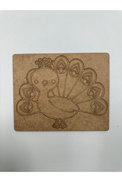 WOODIVA AHŞAP 10 Pieces Peacock Wooden Painting School Event Activity Art 15 cm