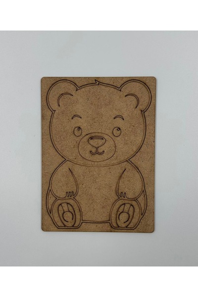 WOODIVA AHŞAP 10 Pieces Bear Wooden Painting School Event Activity Art 15 cm