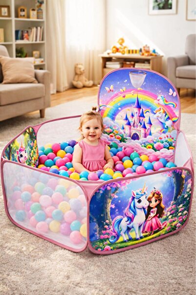 Kidstoria Prenses Top Havuzu Katlanabilir Oyun Havuzu Potalı Kolay Kurulum Ta...