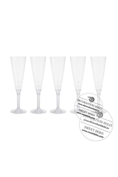 Decoratiuni Dulci Pahare plastic cu picior | PS transparent set 10buc.