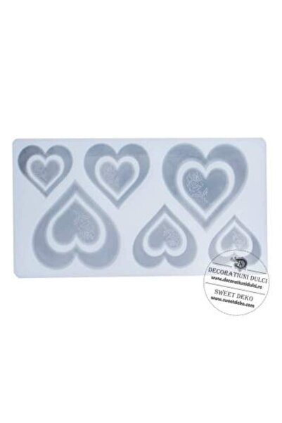 Decoratiuni Dulci Chocolate heart stencil mold with rose decoration