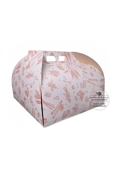 Decoratiuni Dulci Cutie tort patrata alba cu imprimeu - 30x30 cm