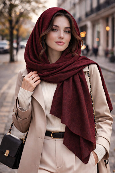 KRAFTELLA Premium Jacquard Circle Pattern Shawl/ Silky Jacquard Scarf Shawl