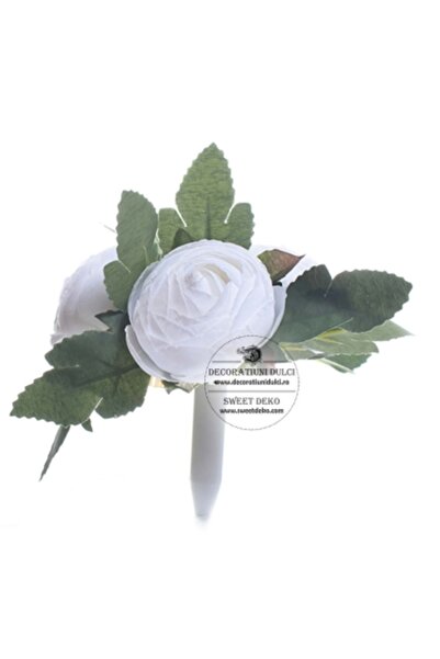 Decoratiuni Dulci Topper buchetel ranunculus alb