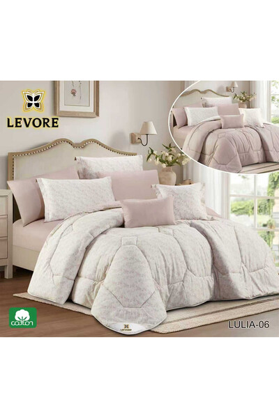 Levore مفرش ليفوري 4 قطع قطن 100% ناعم مشجر وجهين نفر صيفي بحشوة ثابتة LULIA-06