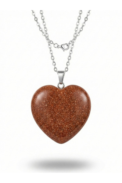 Leerybee Women's Heart Cut Natural Stone Steel Necklace
