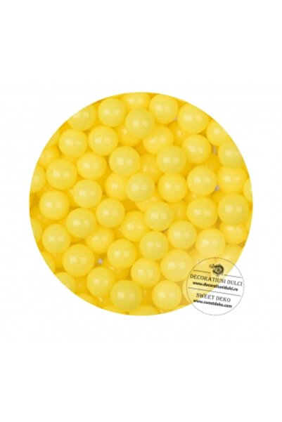 Decoratiuni Dulci Yellow sugar pearls 0.8mm (100g)