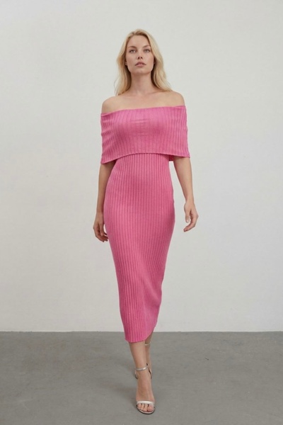 Noi Belis Carmen Yaka Maxi Length Knitwear Dress Ss26El0004