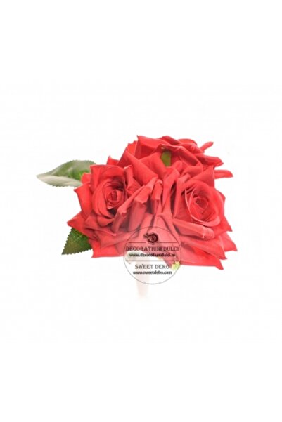Decoratiuni Dulci Topper flori - buchetel de trei trandafiri rosii