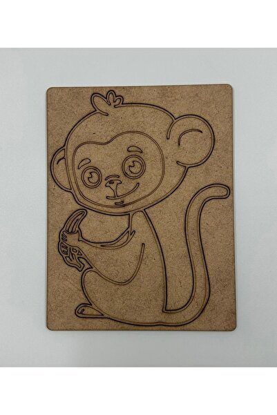 WOODIVA AHŞAP 10 Pieces Monkey Wooden Painting School Event Activity Art 15 cm