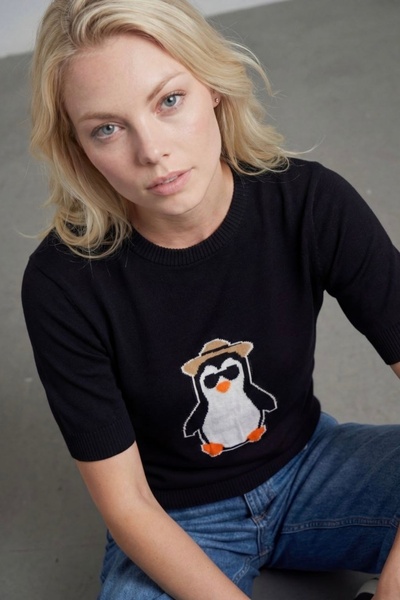 Noi Belis But Why Penguin Patterned Knitwear Blouse Ss26Bz0009