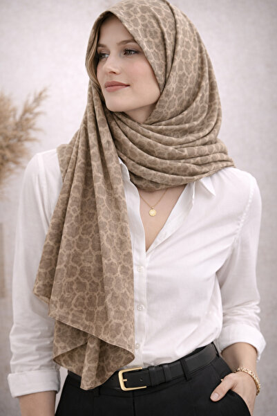 KRAFTELLA Premium Jacquard Circle Pattern Shawl/ Silky Jacquard Scarf Shawl