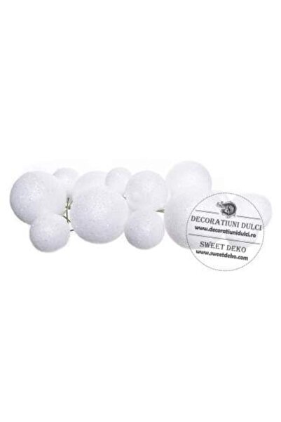 Decoratiuni Dulci Sfere decor tort, alb glitterat (20buc/set)