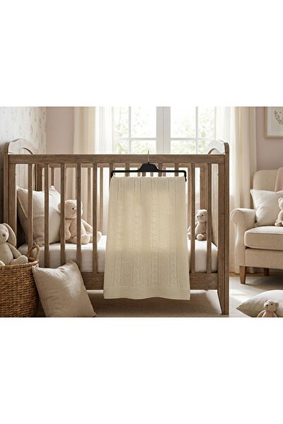 MİNİKAY BABY 70X95 cm Chain Knitted Knitwear Baby Blanket - 100% Cotton