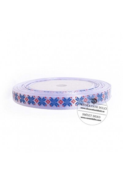 Decoratiuni Dulci Folk motif ribbon, blue cross pattern (1cm)