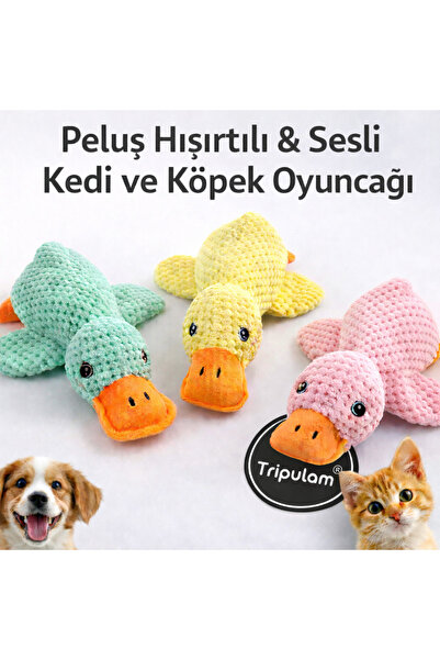 TRİPULAM Ördek Figürlü Hışırtılı Sesli Peluş Oyuncak – 25 cm Kedi & Köpek Pel...