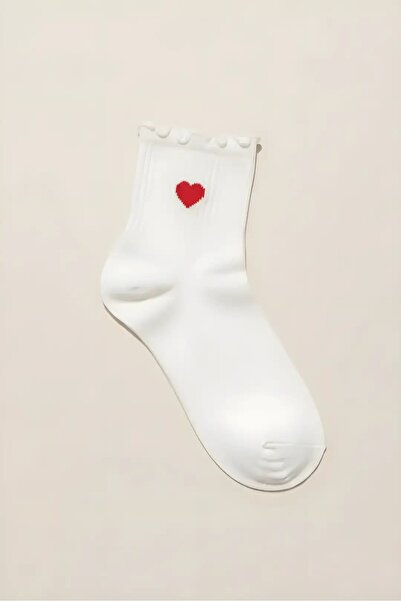 Disela Bambu Dikişsiz Kalpli Fırfırlı Soket Çorap