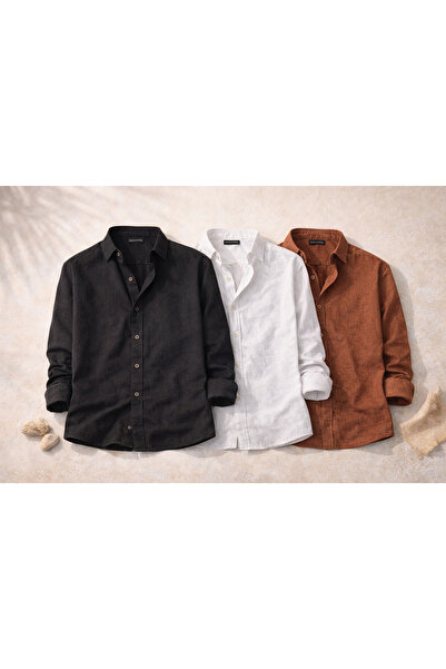 OTAKU Men's Premium Muslin Linen 3-Piece Men's Shirt Set – Economical, Summer...