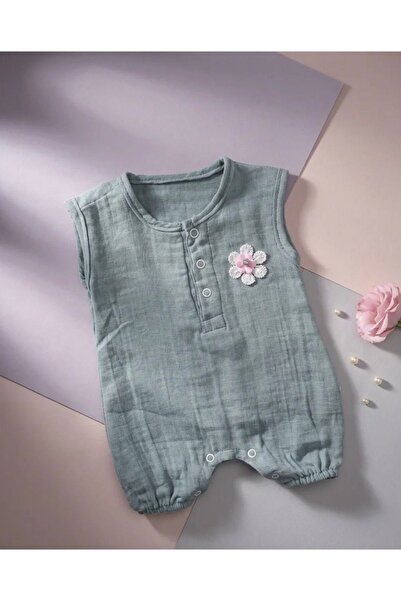 Aybubu %100 Pamuk Müslin Çiçekli Bebek Tulum & Yazlık Müslin Romper