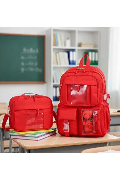 Çanta Trend Kawai Korean Style Elementary School Backpack and Thermal Lunch Bag