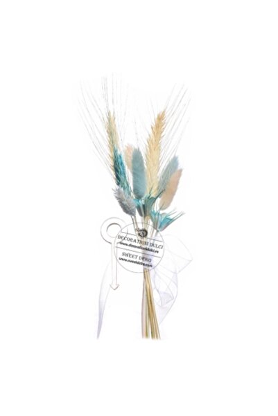 Decoratiuni Dulci Buchetel flori uscate, nuante de bleu si agrafa αδικοπραξία