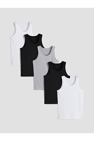 LC Waikiki Black u-neck combed cotton men's undershirt 5-pack by gülüs gi̇yi̇m