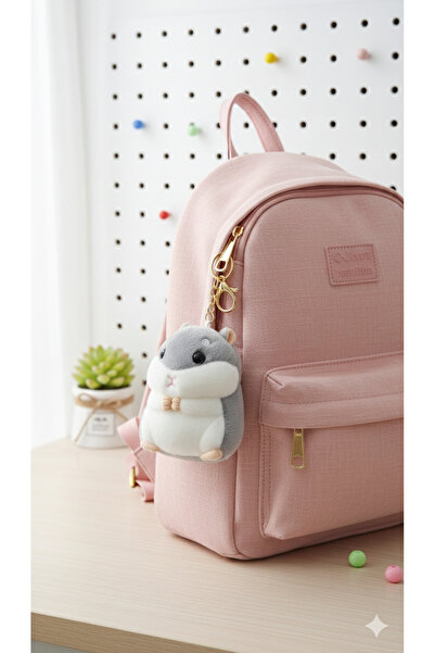 Şirin Sevimli Pofuduk Peluş Hamster Anahtarlık - 3 Renk Seçeneği (Sarı, Gri, ...