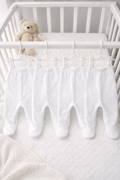 Yumak Bebek Ürünleri Premium 4’lü Patikli Tek Alt Zıbın Seti – %100 Pamuk Org...