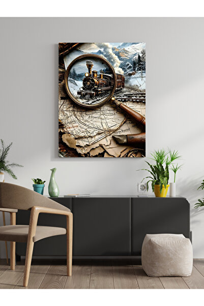 visdora Tablou pe pânză cu concept de tren, decor pentru casă, birou, bucătăr...