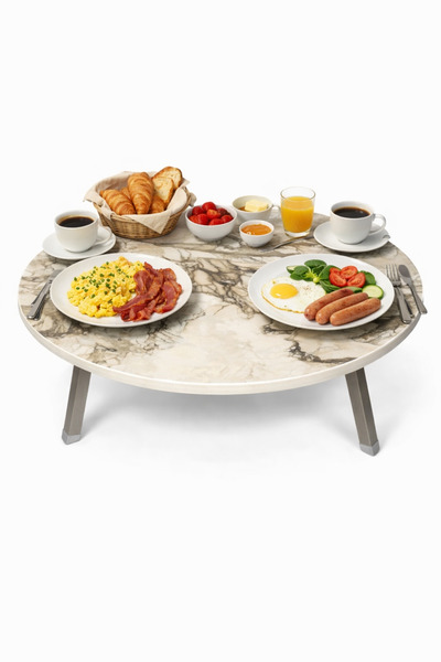 çizgi design 60 cm çap mermer desen katlana bilir Yer sofrası-oyun masası-ham...