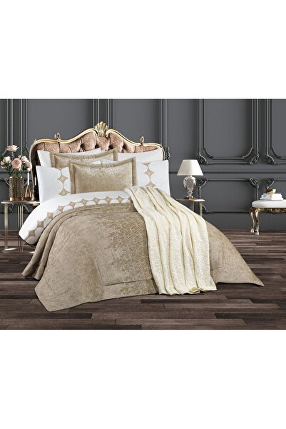 GOLDROOM Home VENESSA 10 PARÇA NAKIŞLI NEVRESİM TAKIMLI ÇEYİZ SETİ.