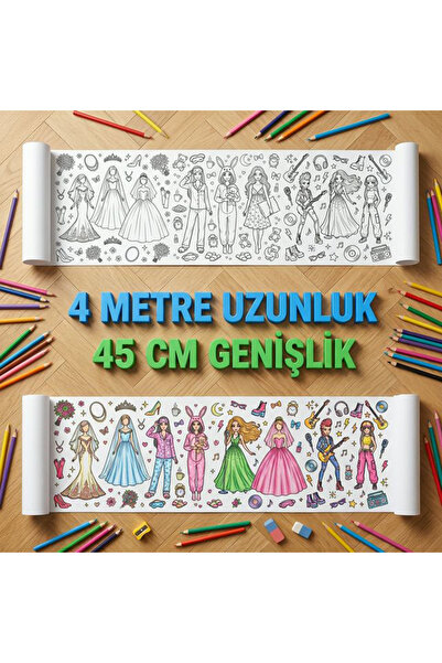 Erzi كتاب تلوين مانيكينز فاشون وورلد رول بطول 4 متر وعرض 45 سم