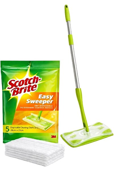 Scotch -Brite Easy Sweeper Kit (Support + Stick + 5 Mop Wet Cloths 28cm x 21c...