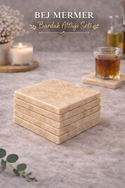 Sarıkaya Granit Real Marble Coasters Set of 5 8X8
